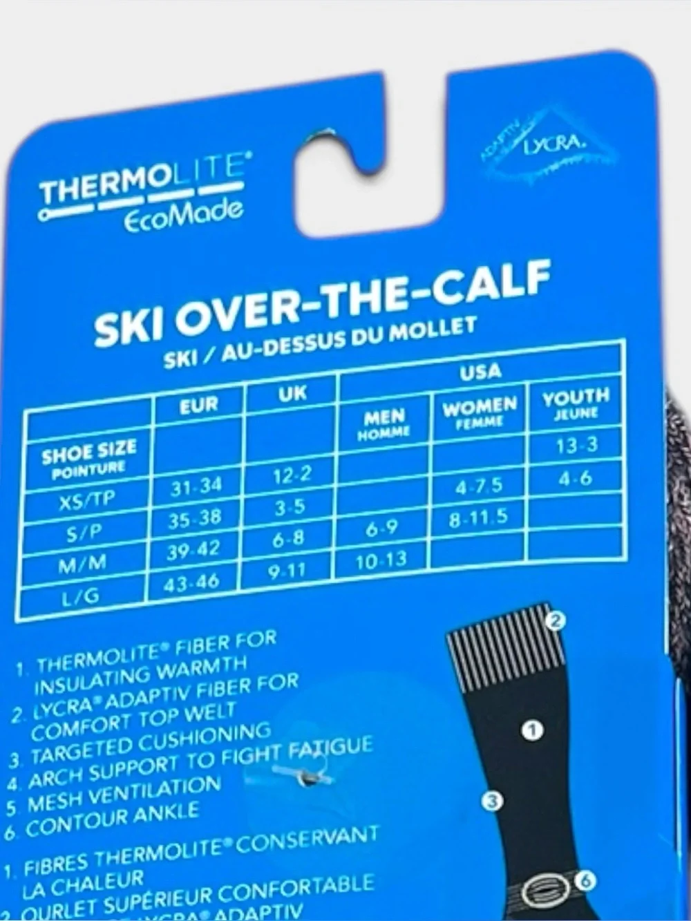 Columbia Thermolite Over The Calf Ski Socks 4 Pairs Med US W 8-11.5 / UK 6-8 NWT